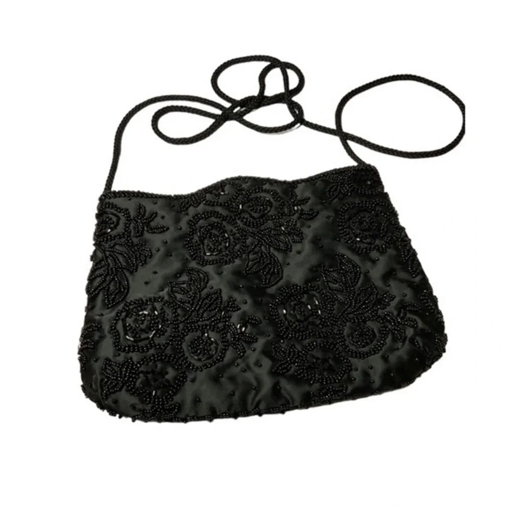 Valerie Stevens floral beaded crossbody‎ satin evening bag